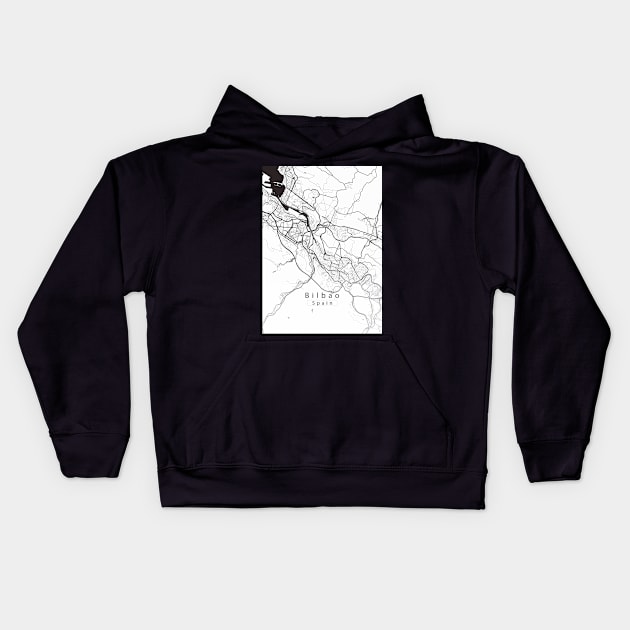 Bilbao Spain City Map white Kids Hoodie by Robin-Niemczyk